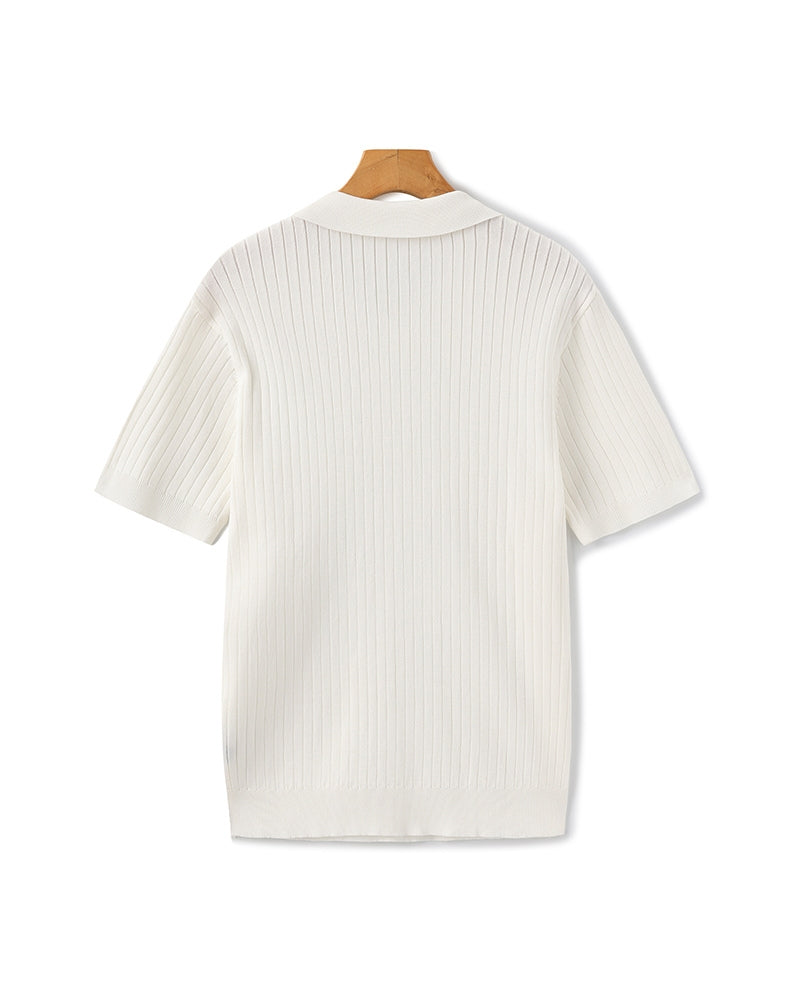 Polo premium en maille côtelée