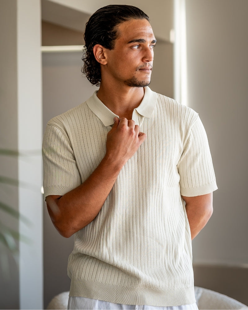 Polo premium en maille côtelée