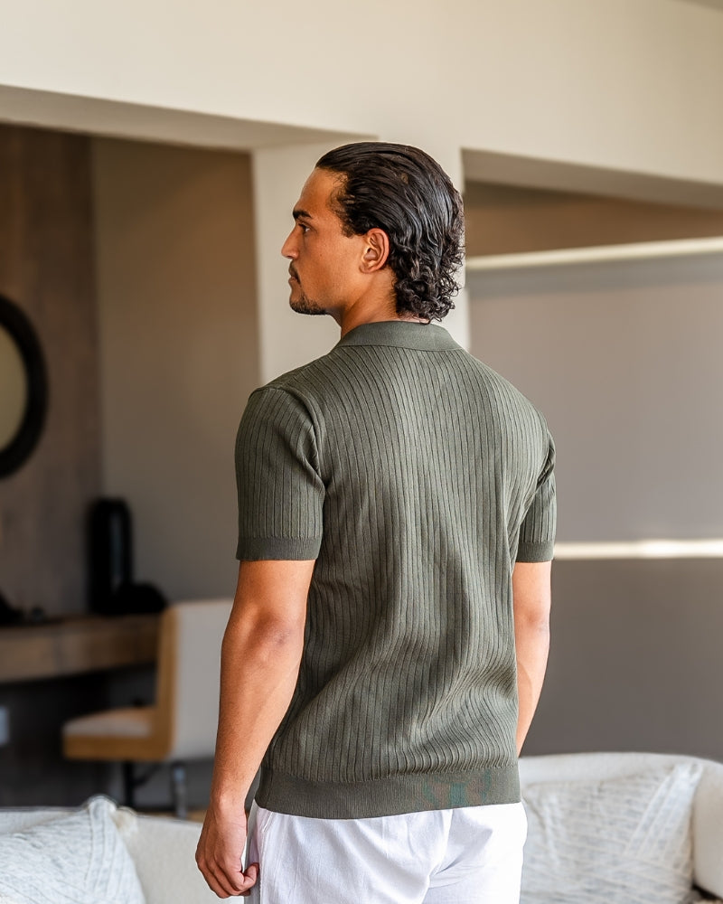 Polo premium en maille côtelée