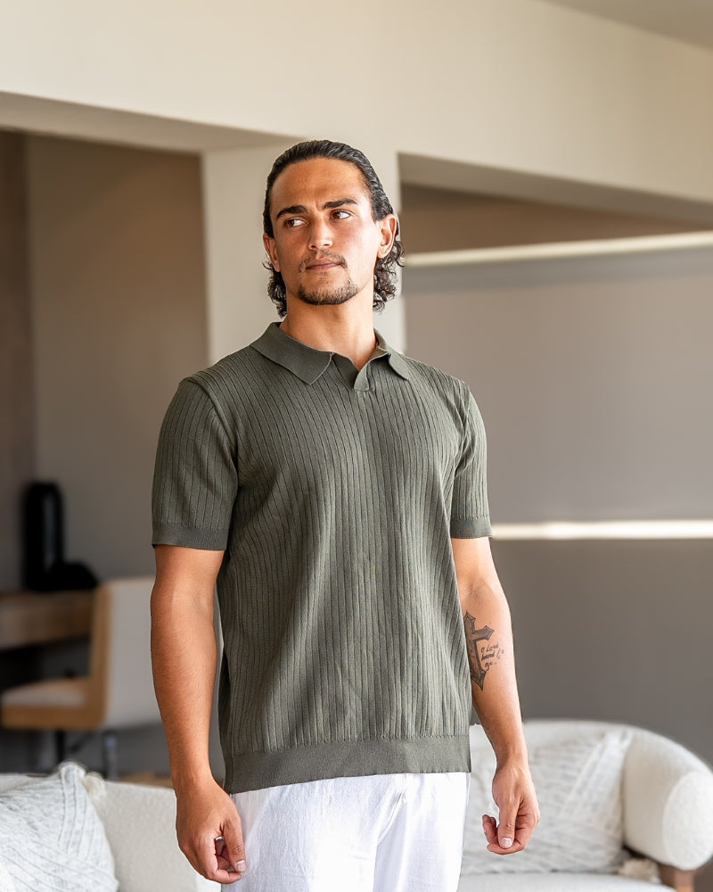 Polo premium en maille côtelée