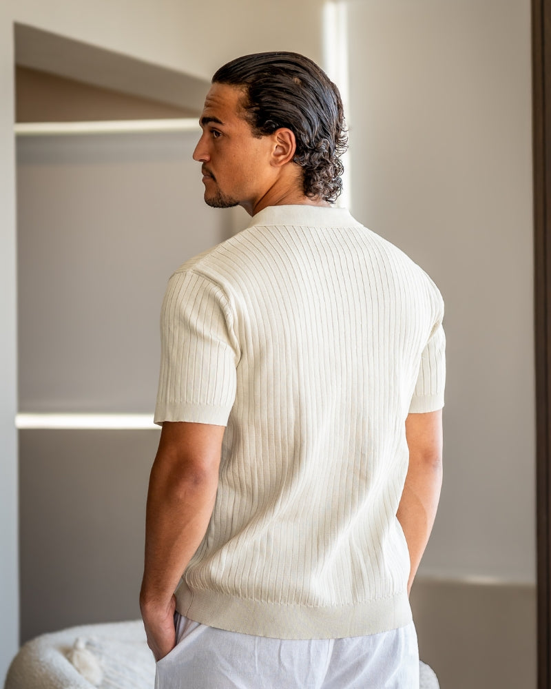 Polo premium en maille côtelée