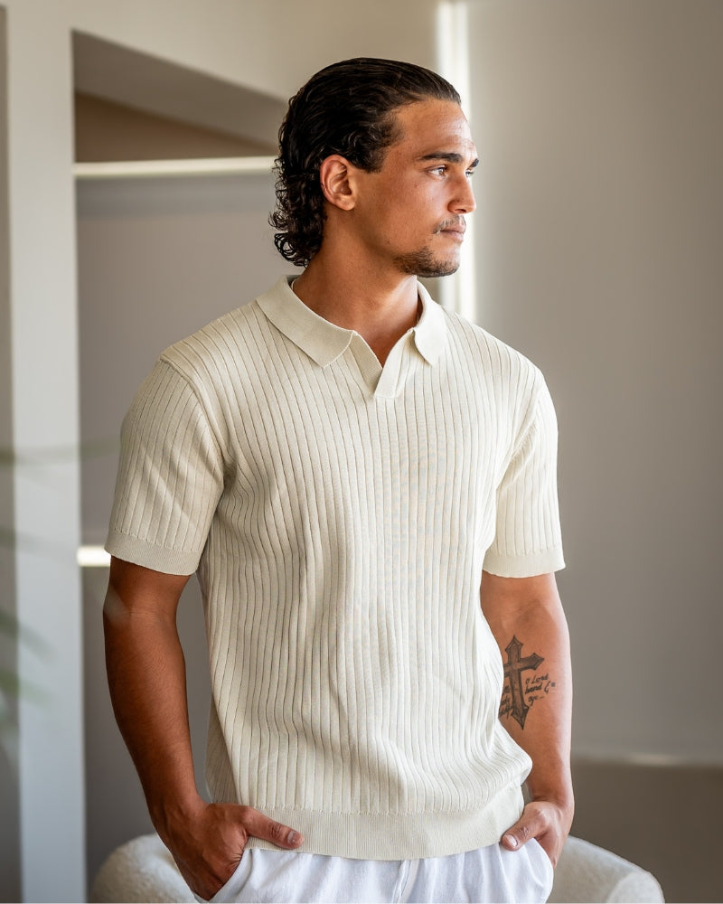 Polo premium en maille côtelée